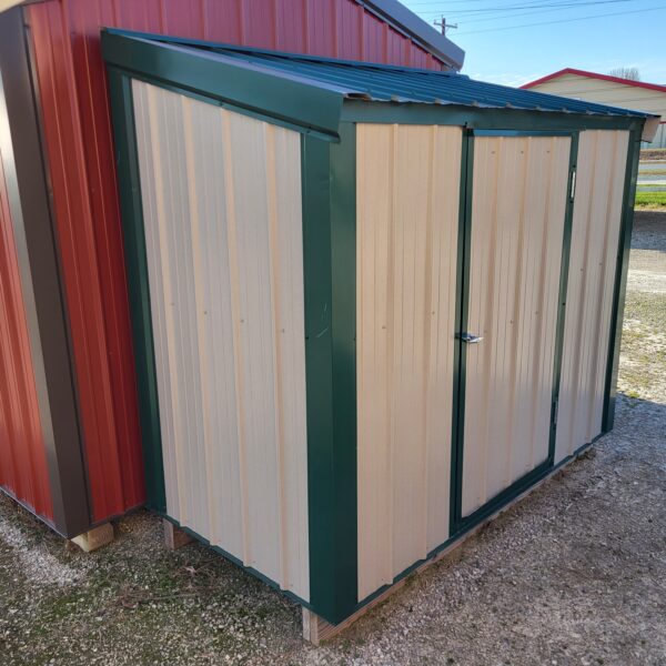 Metal storage shed with green roof