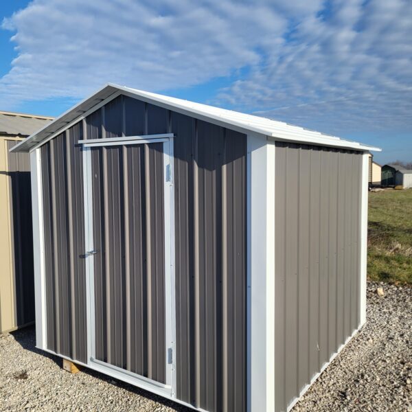 Metal shed with a sloped roof